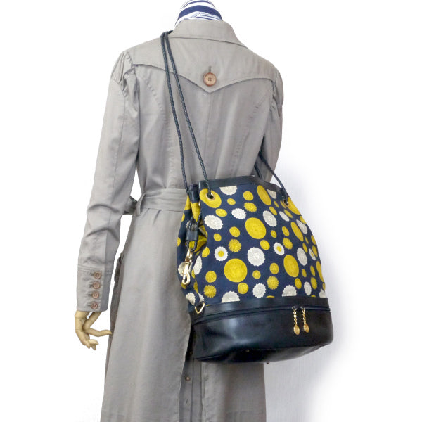 OLD Gucci 　レア!!太陽神 大型巾着ショルダー（紺系）