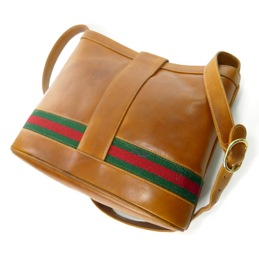 Vintage Gucci GG金具バケツ型シェリーショルダー（飴色）