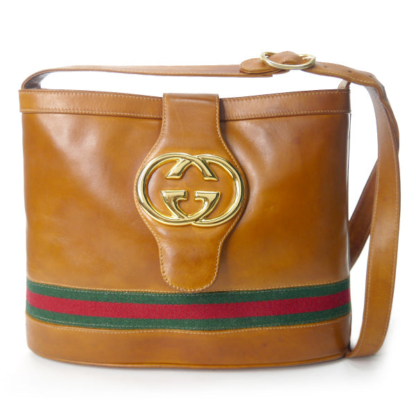 Vintage Gucci GG金具バケツ型シェリーショルダー（飴色）