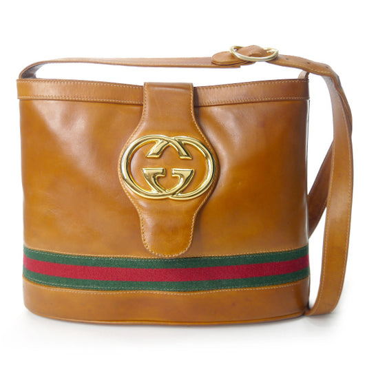 Vintage Gucci GG金具バケツ型シェリーショルダー（飴色）