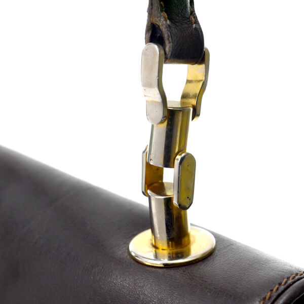 OLD Gucci 80s 総革インターロッキングG シェリーショルダー（濃茶）