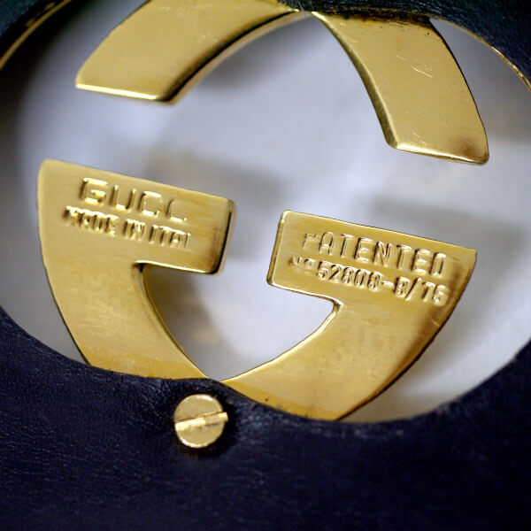 OLD Gucci 80s 総革インターロッキングG シェリーショルダー（濃茶）