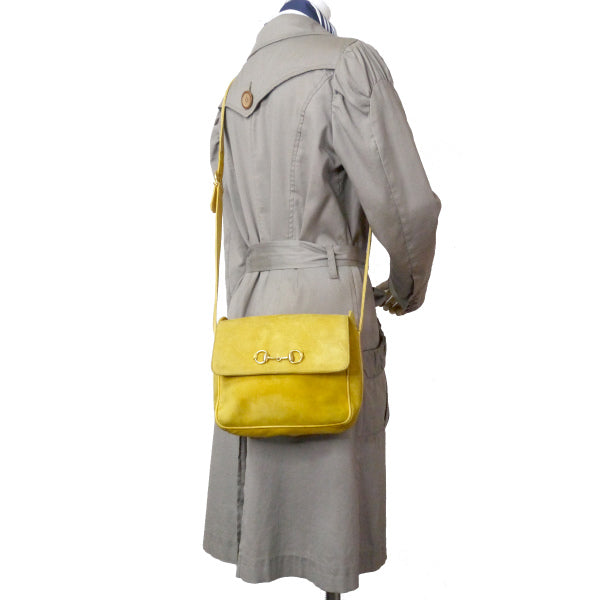 OLD Gucci　レア!ビット金具スエードポシェット（黄）
