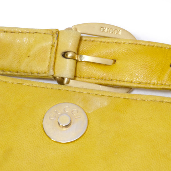 OLD Gucci　レア!ビット金具スエードポシェット（黄）