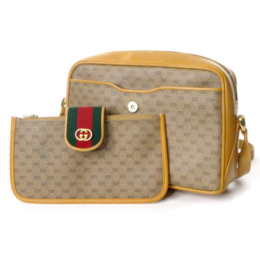 OLD Gucci マイクロGGポーチ付シェリーショルダー（キャメル）