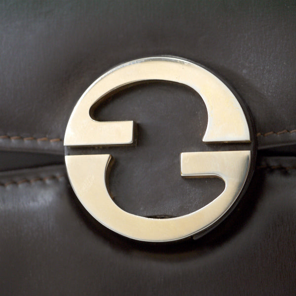 OLD Gucci　2WAY総革GG金具レターカットショルダー（濃茶）
