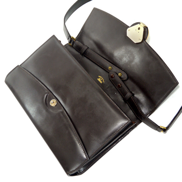 OLD Gucci　2WAY総革GG金具レターカットショルダー（濃茶）