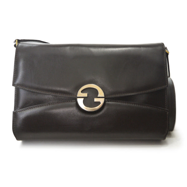 OLD Gucci　2WAY総革GG金具レターカットショルダー（濃茶）