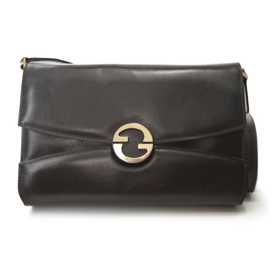 OLD Gucci　2WAY総革GG金具レターカットショルダー（濃茶）