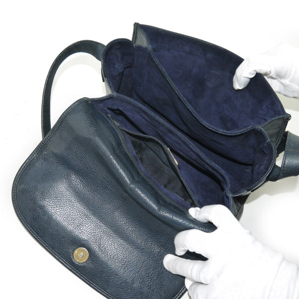 OLD Gucci ロゴエンボス総革ショルダー（黒）