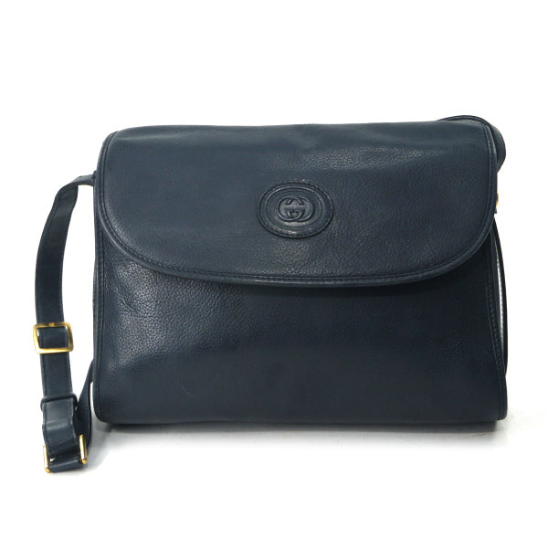 OLD Gucci ロゴエンボス総革ショルダー（黒）