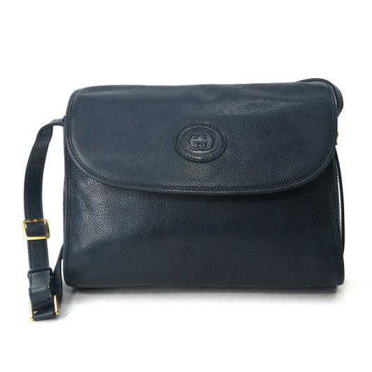 OLD Gucci ロゴエンボス総革ショルダー（黒）