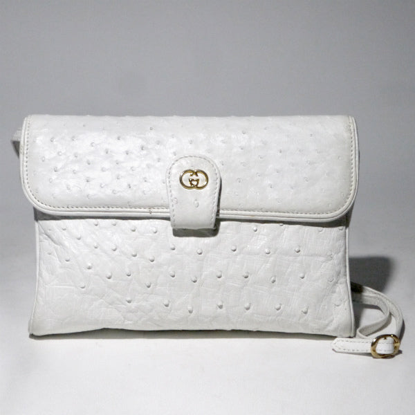 OLD Gucci　オーストリッチ2WAYポシェット（白）