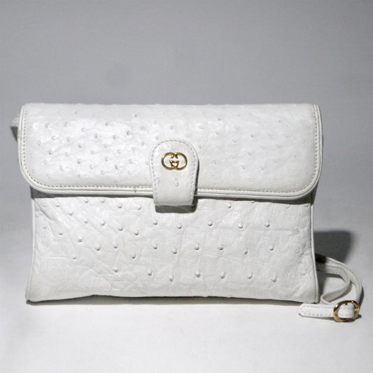 OLD Gucci　オーストリッチ2WAYポシェット（白）