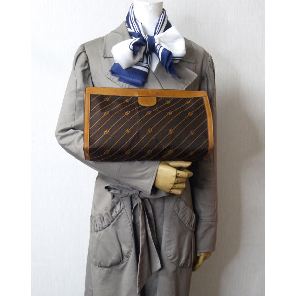 OLD Gucci 激レア!!流れ星柄クラッチバッグ（茶・大）