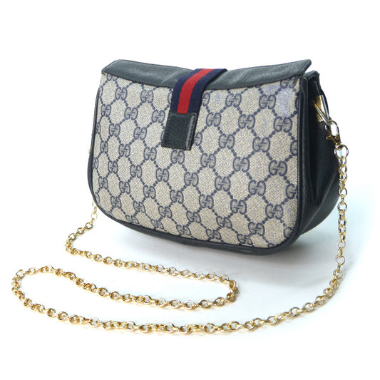 OLD Gucci　ミニシェリー2層チェーンポシェット（青）