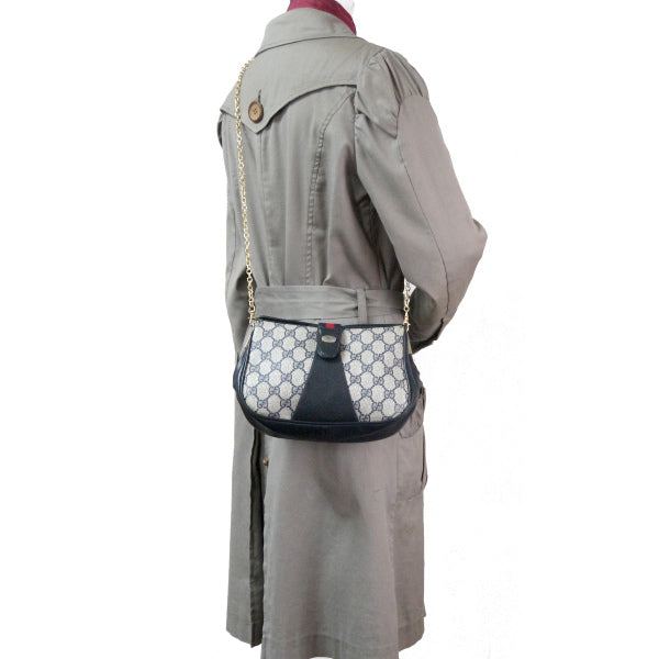 OLD Gucci　ミニシェリー2層チェーンポシェット（青）