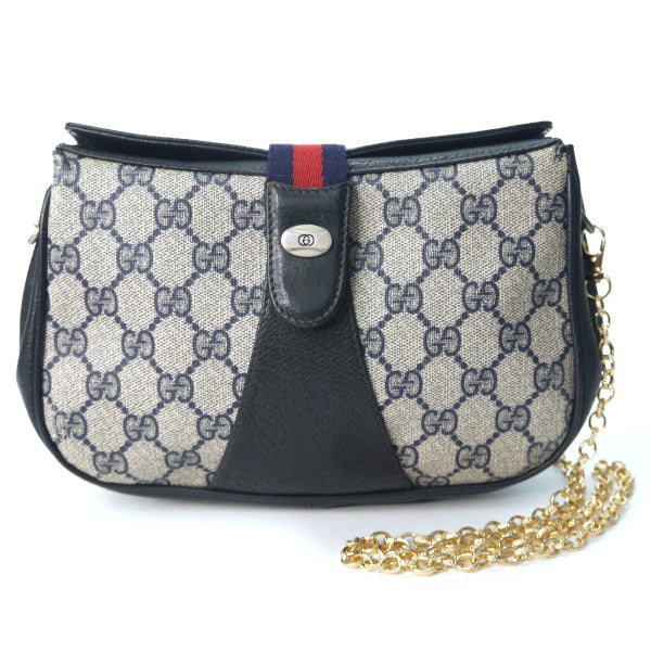 OLD Gucci　ミニシェリー2層チェーンポシェット（青）