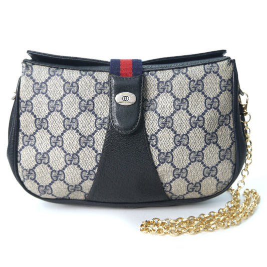 OLD Gucci　ミニシェリー2層チェーンポシェット（青）
