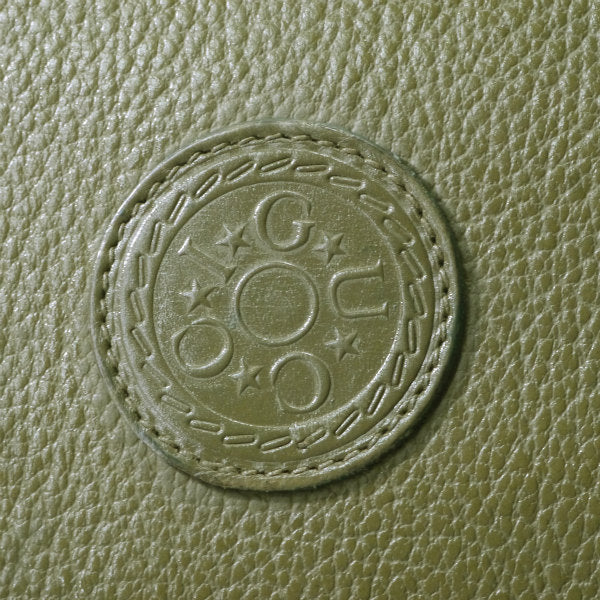 OLD Gucci　星ロゴエンボス総革ショルダー（オリーブ）