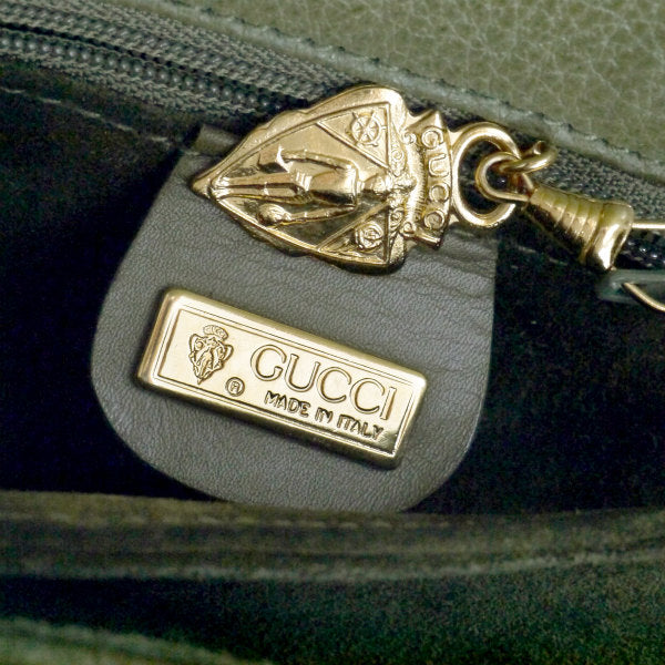 OLD Gucci　星ロゴエンボス総革ショルダー（オリーブ）