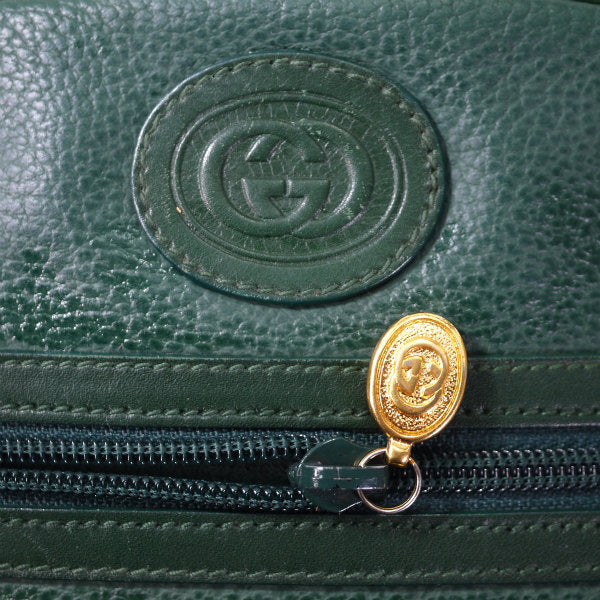 OLD Gucci 型押しレザーGGロゴショルダー（緑）
