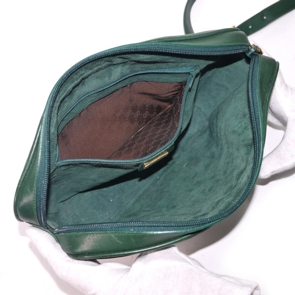 OLD Gucci 型押しレザーGGロゴショルダー（緑）
