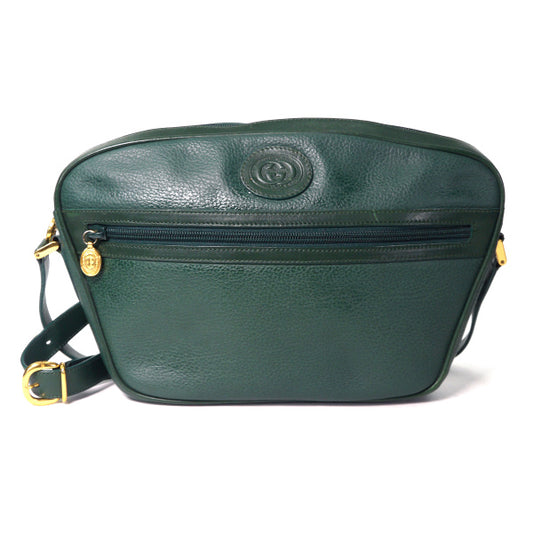 OLD Gucci 型押しレザーGGロゴショルダー（緑）