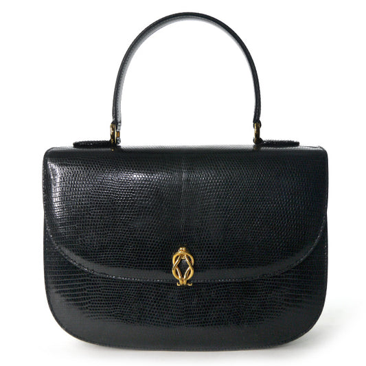 OLD Gucci 極美品!!リザード ハンドバッグ（黒）