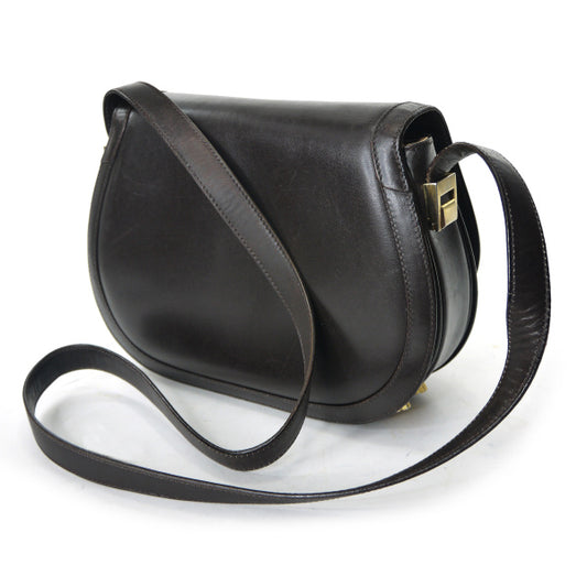 OLD Gucci 総革２層式ラウンド2WAYショルダー（濃茶）