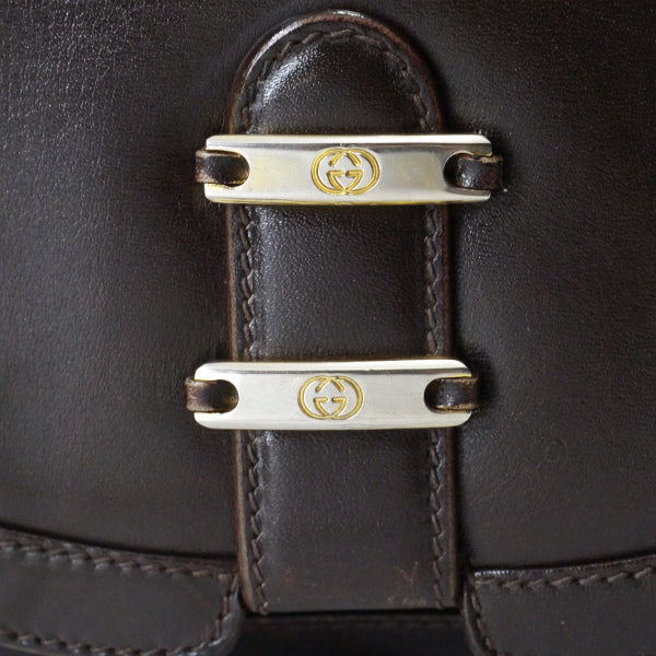 OLD Gucci 総革２層式ラウンド2WAYショルダー（濃茶）