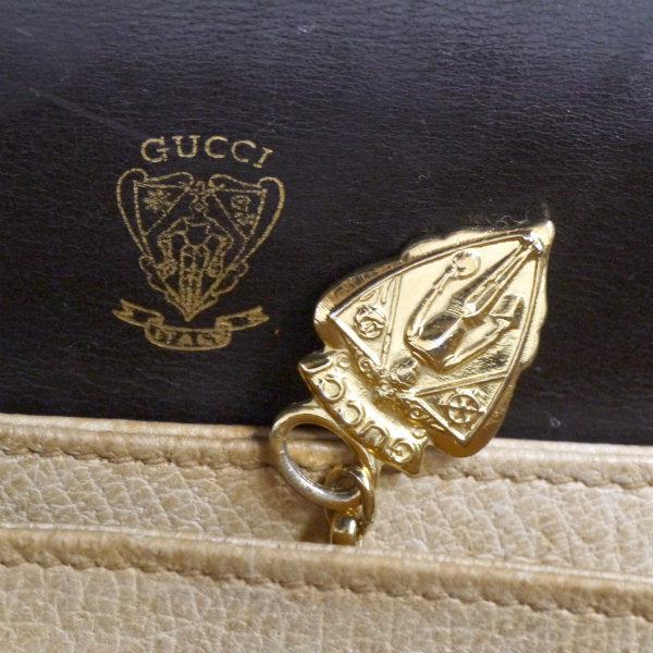 OLD Gucci 総革２層式ラウンド2WAYショルダー（濃茶）