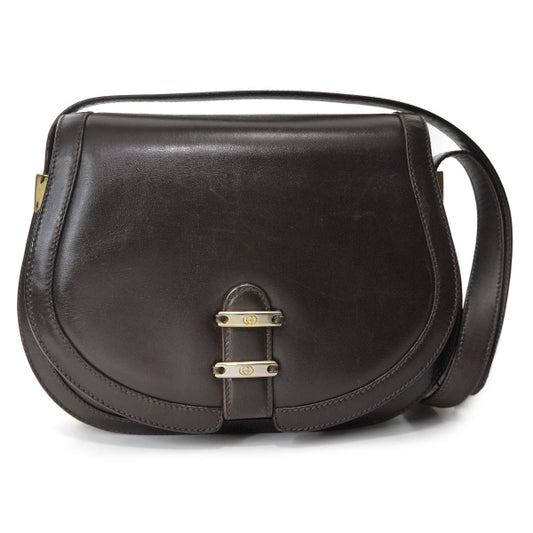 OLD Gucci 総革２層式ラウンド2WAYショルダー（濃茶）