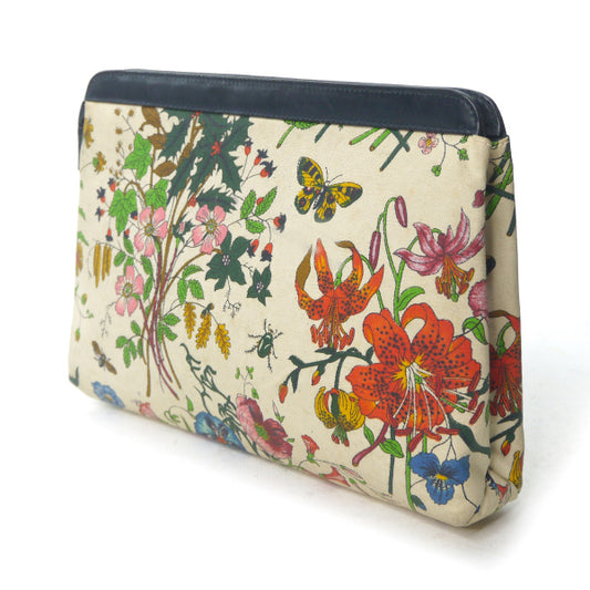 OLD Gucci フローラ クラッチポーチ（紺）