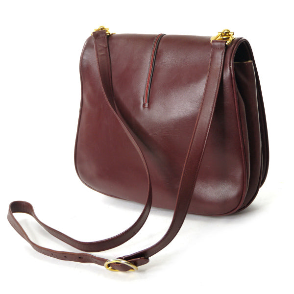 OLD Gucci　 総革パイピングシェリーショルダー（ボルドー）