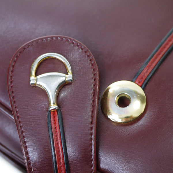 OLD Gucci　 総革パイピングシェリーショルダー（ボルドー）