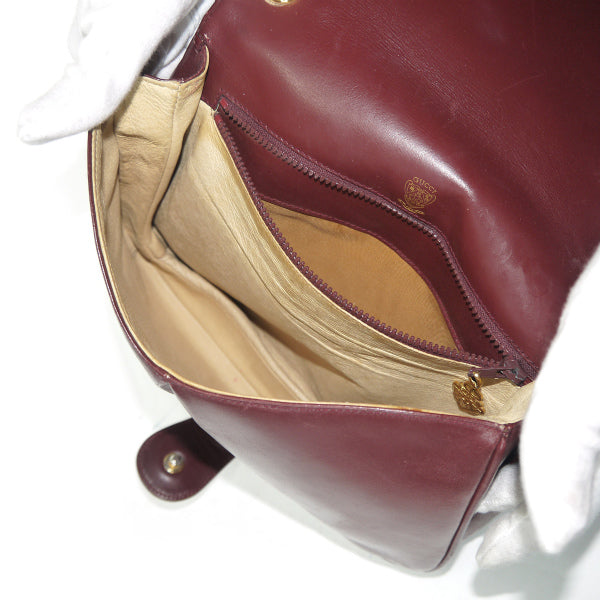 OLD Gucci　 総革パイピングシェリーショルダー（ボルドー）