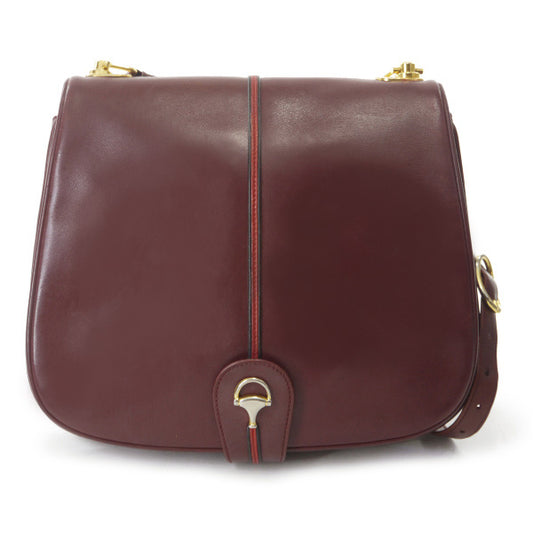 OLD Gucci　 総革パイピングシェリーショルダー（ボルドー）