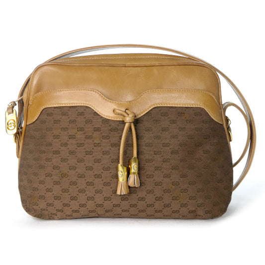 OLD Gucci　総革フリンジ付きショルダー（濃茶）