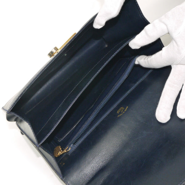 OLD Gucci　総革GGターンロック高級ハンドバッグ（濃紺）