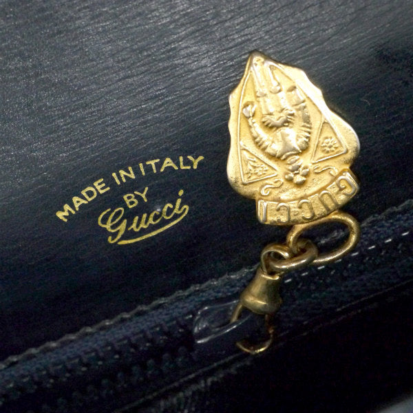 OLD Gucci　総革GGターンロック高級ハンドバッグ（濃紺）