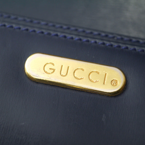 OLD Gucci　総革GGターンロック高級ハンドバッグ（濃紺）