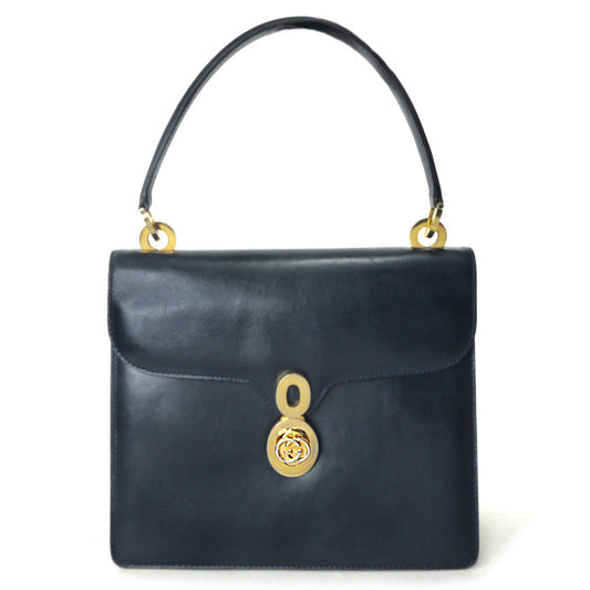 OLD Gucci　総革GGターンロック高級ハンドバッグ（濃紺）