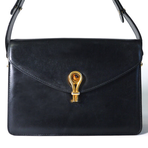 OLD Gucci タイガーアイ　革ショルダー（黒）