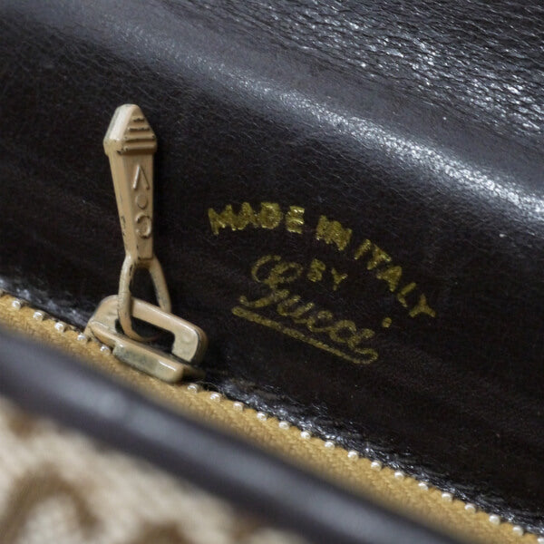OLD Gucci　70s希少!ジャガード2WAYショルダー（茶）