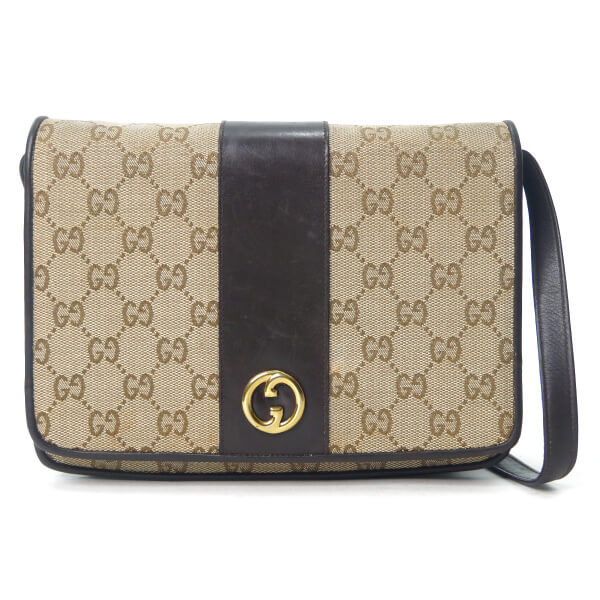 OLD Gucci　70s希少!ジャガード2WAYショルダー（茶）