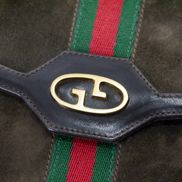 OLD Gucci スエード革チェーンクラッチショルダー（濃茶）