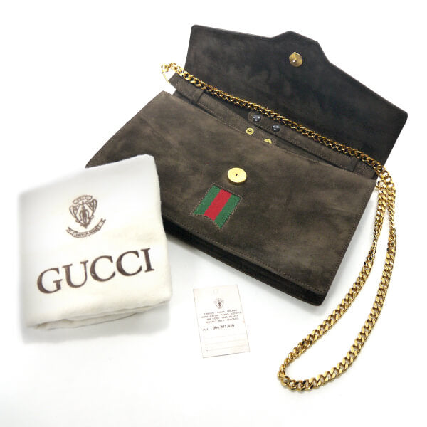 OLD Gucci スエード革チェーンクラッチショルダー（濃茶）