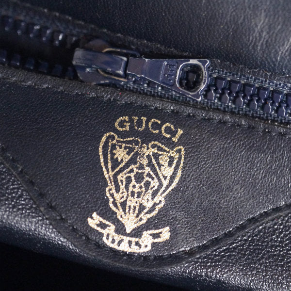 OLD Gucci サイド編み込みライン総革ショルダー（黒）