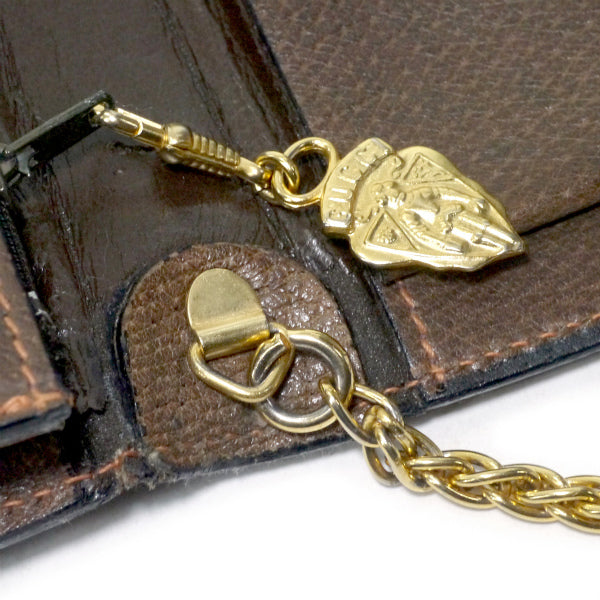 OLD Gucci ピグスキン横長チェーンクラッチバッグ（茶）